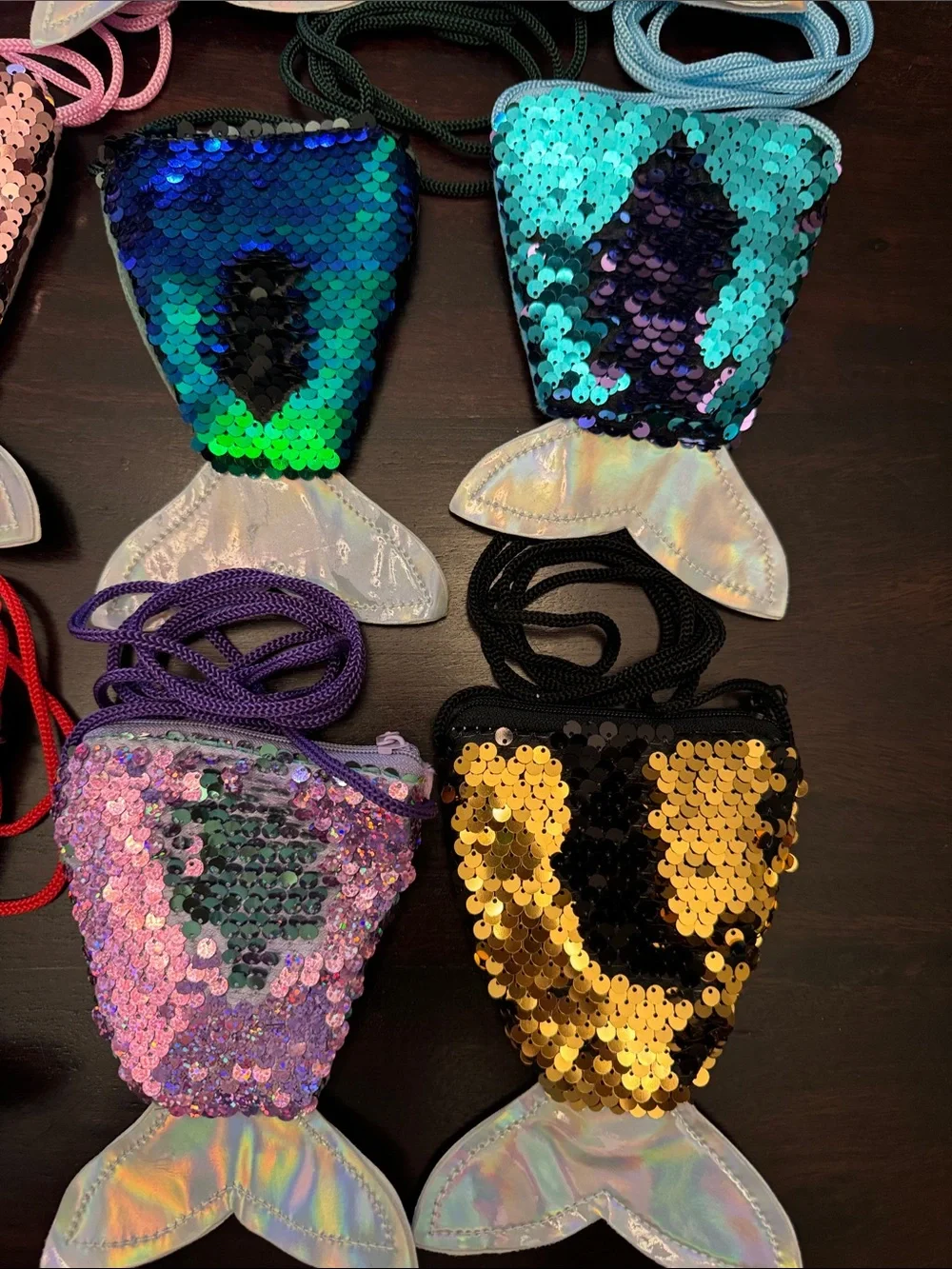 Sequin Mermaid Tail Crossbody Bag Party Favors for Kids - 11 Assorted Colors